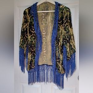 NWOT Urban Outfitters Fun Fringe And Velvet Cardigan